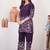 Purple cotton blend embroidered kurta sets