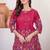 Hot pink cotton blend embroidered kurta sets