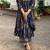 Navy blue cotton blend printed kurta sets