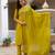 Lime green silk blend embroidered kurta sets