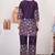 Purple cotton blend embroidered kurta sets
