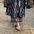 Navy blue cotton blend printed kurta sets
