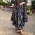 Navy blue cotton blend printed kurta sets