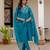 Blue silk blend embroidered kurta sets