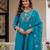 Blue silk blend embroidered kurta sets
