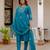 Blue silk blend embroidered kurta sets