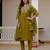 Olive silk blend embroidered kurta sets