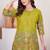 Lime green cotton blend embroidered kurta sets