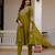 Olive silk blend embroidered kurta sets