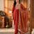 Rust cotton blend embroidered kurta sets