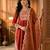 Rust cotton blend embroidered kurta sets