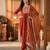 Rust cotton blend embroidered kurta sets
