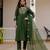 Dark green silk blend embroidered kurta sets