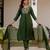 Dark green silk blend embroidered kurta sets