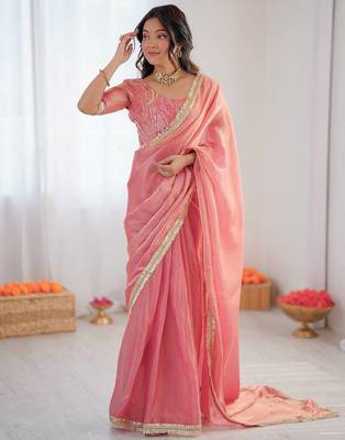 silk blend embroidered saree with blouse 1
