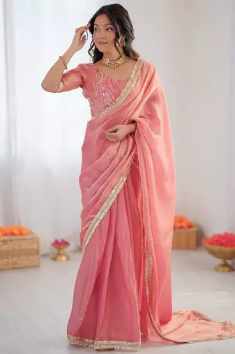 silk blend embroidered saree with blouse