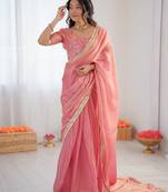 silk blend embroidered saree with blouse