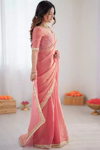 silk blend embroidered saree with blouse