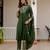 Dark green silk blend embroidered kurta sets