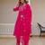 Pink silk blend embroidered kurta sets