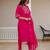Pink silk blend embroidered kurta sets