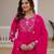 Pink silk blend embroidered kurta sets
