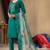 Teal green silk blend embroidered kurta sets