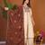 Beige silk blend embroidered kurta sets