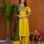 Yellow silk blend embroidered kurta sets