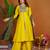 Yellow silk blend embroidered kurta sets