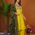 Yellow silk blend embroidered kurta sets