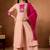 Peach silk blend embroidered kurta sets