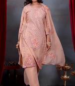 Peach georgette embroidered kurta sets