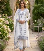 White georgette embroidered kurta sets