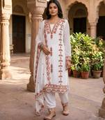 White georgette embroidered kurta sets