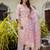 Floral printed pure cotton v neck kurta trouser and dupatta set