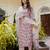 Floral printed pure cotton v neck kurta trouser and dupatta set