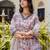 Floral printed pure cotton v neck kurta trouser and dupatta set