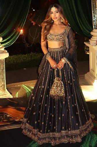 Royal Black Opulence Crepe Silk Lehenga with Fine Dori & Zari Embroidery