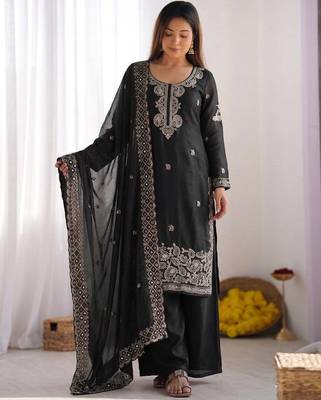 embroidery beads work kurta set 3