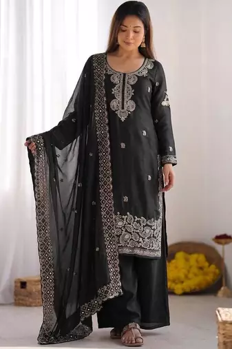 stylish embroidery beads work kurta set