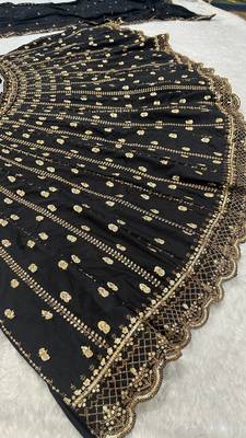 Royal Black Opulence Crepe Silk Lehenga with Fine Dori & Zari Embroidery 5