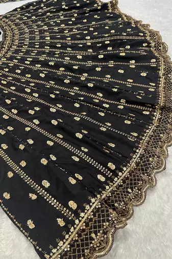Royal Black Opulence Crepe Silk Lehenga with Fine Dori & Zari Embroidery