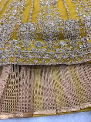 Mehendi Yellow Glow Butterfly Net Lehenga Choli with Heavy Sequins, Dori & Embroidery Work (3.5 Mtr Flair) 3