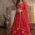 Royal Scarlet Faux Georgette Lehenga Choli with Peacock Motif, Zari & Heavy Sequin Embroidery