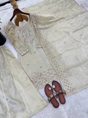 stylish embroidery beads work kurta set 4