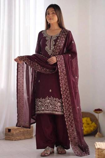 stylish embroidery beads work kurta set