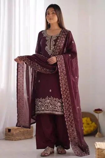 stylish embroidery beads work kurta set