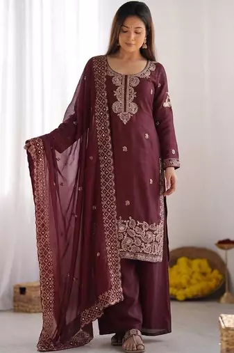 stylish embroidery beads work kurta set