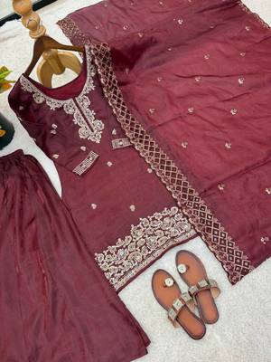 stylish embroidery beads work kurta set 4
